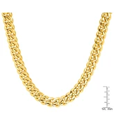 Steeltime Men's 18k gold Plated Stainless Steel 30" Miami Cuban Link Chain with 12mm Box Clasp Necklaces