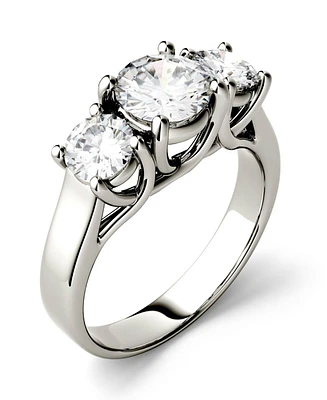 Moissanite Three Stone Ring 2 ct. t.w. Diamond Equivalent in 14k White Gold or 14k Yellow Gold