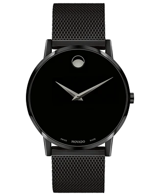 Movado Men's Swiss Museum Black Pvd Mesh Bracelet Watch 40mm