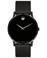Movado Men's Swiss Museum Black Pvd Mesh Bracelet Watch 40mm