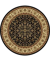 Closeout! Km Home 1318/1527/Black Navelli Black 7'10" x 7'10" Round Area Rug