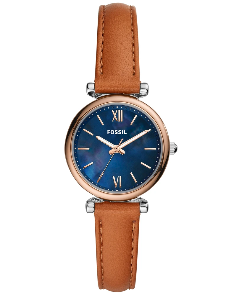 Fossil Women's Carlie Mini Leather Strap Watch 28mm