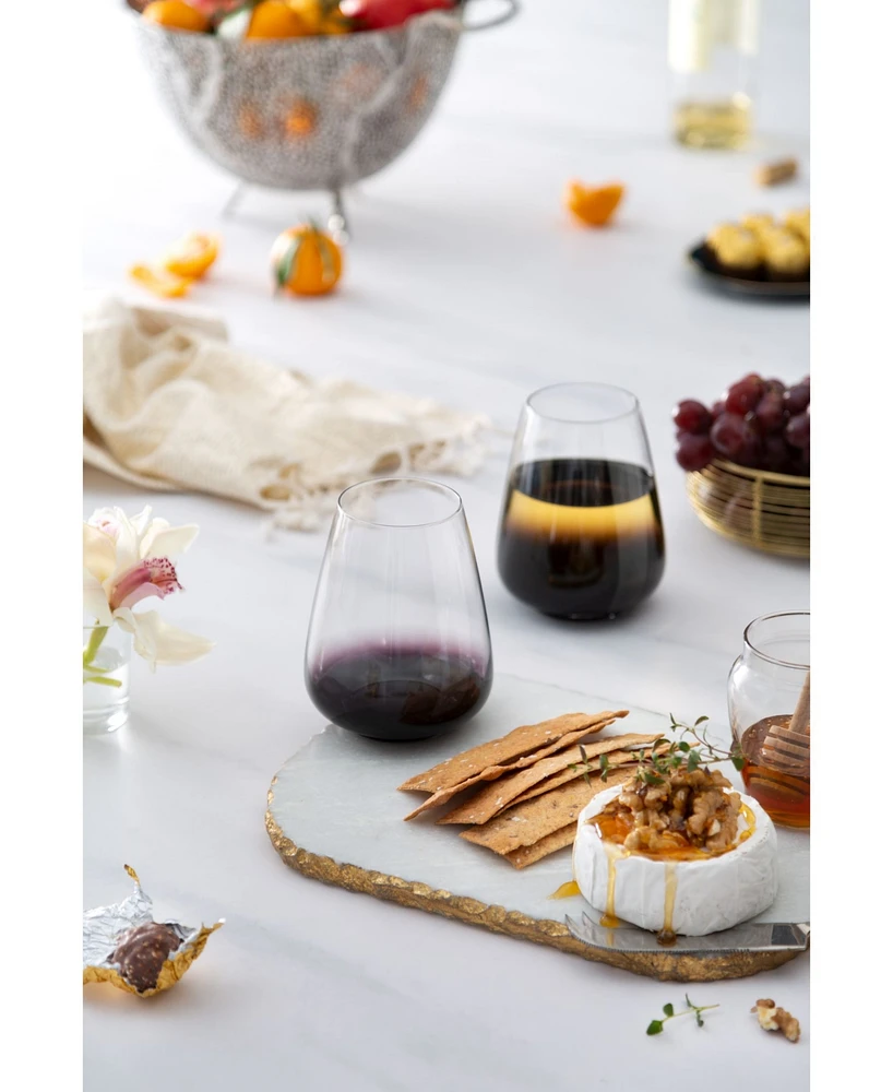 JoyJolt Black Swan Stemless White Wine Glasses, Set of 4