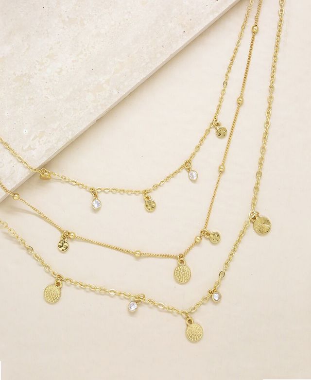 Ettika Crystal Detailed Triple Layer Necklace