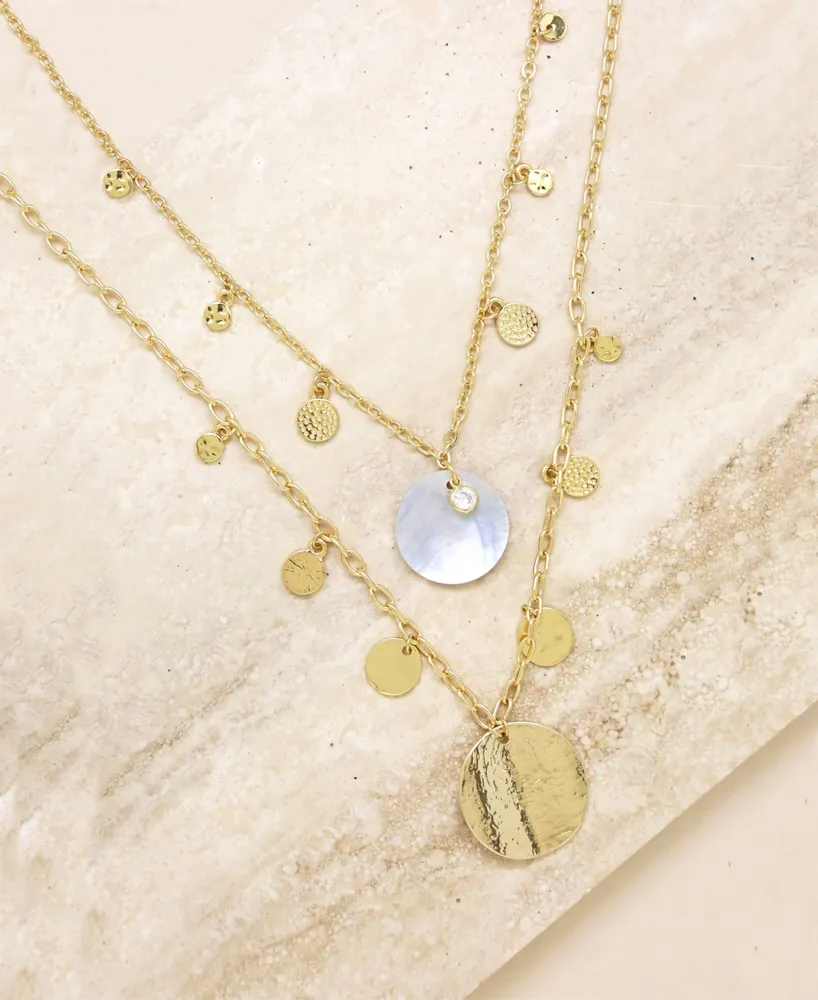 Ettika Pacific Princess Layered Shell Disc Necklace Set