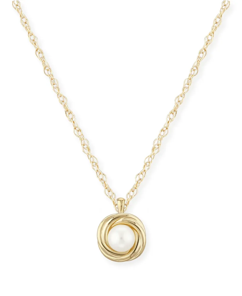 Love Knot Pearl (5 mm) Necklace Set in 14k Gold