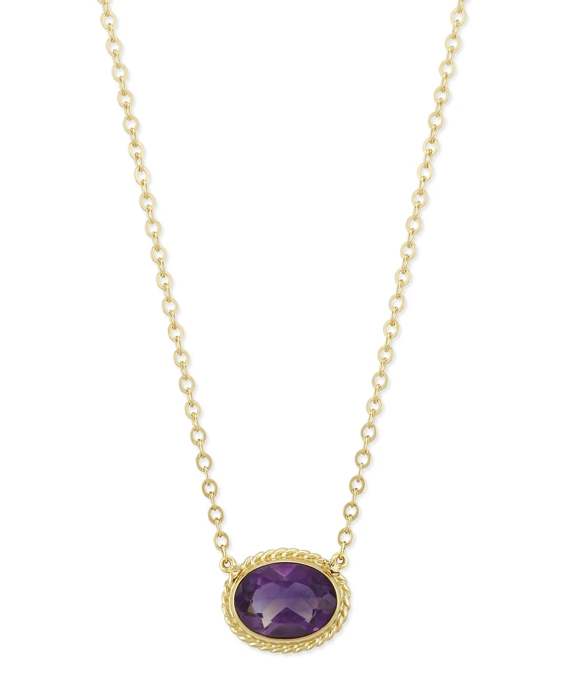 Gemstone Twist Gallery Necklace 14k Yellow Gold