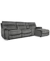 Closeout! Hutchenson 4-Pc. Fabric Chaise Sectional with 2 Power Recliners, Headrests and Console