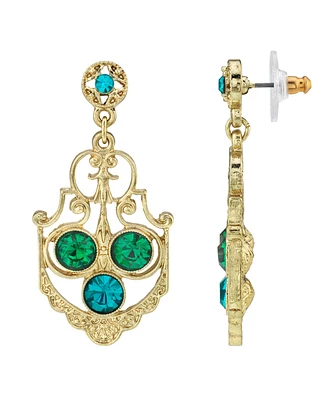 2028 Gold-Tone Crystal Drop Earrings