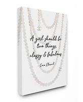 Stupell Industries Classy and Fabulous Fashion Quote with Pearls Canvas Wall Art, 16" L x 20" H