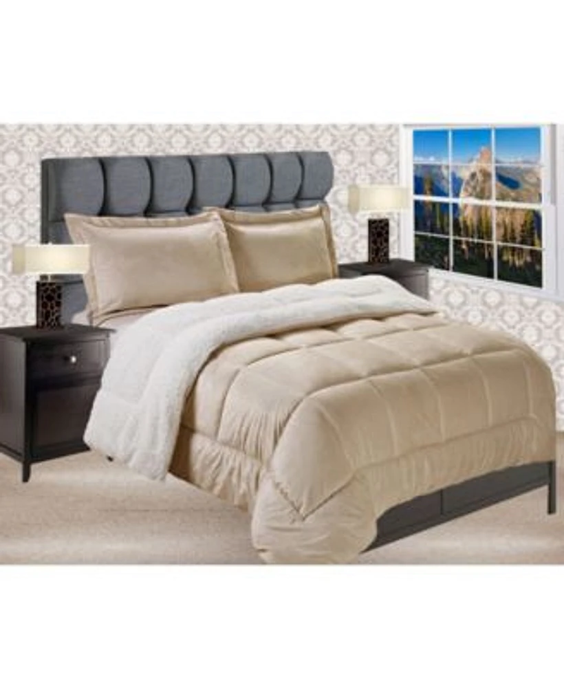 Elegant Comfort Micromink Sherpa Reversible Down Alternative Microsuede Comforter Sets