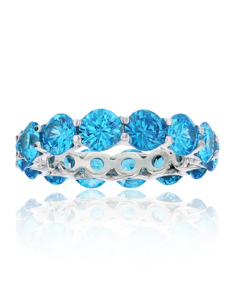 Cubic Zirconia Eternity Band Rhodium Plated Sterling Silver
