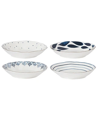Lenox Blue Bay Porcelain Pasta Bowls Set, Assorted Set of 4