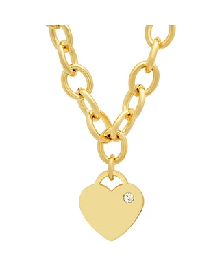 Steeltime Ladies Stainless Steel 18K Gold Plated Heart Charm Necklace
