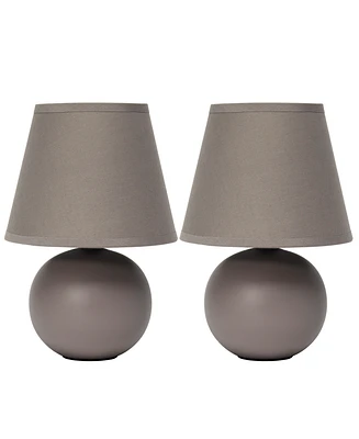 Simple Designs Mini Ceramic Globe Table Lamp 2 Pack Set