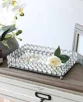 Elegant Designs Elipse Crystal Decorative Mirrored Jewelry or Makeup Vanity Organizer Tray