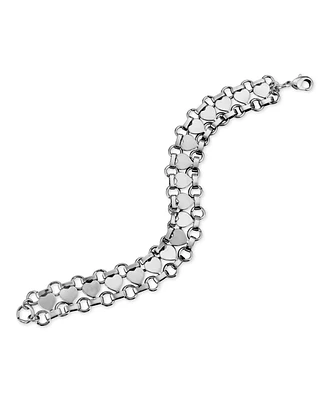 2028 Silver Tone Heart Link Bracelet