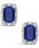 Sapphire (1-1/3 ct. t.w.) and Diamond Accent Stud Earrings in Sterling Silver