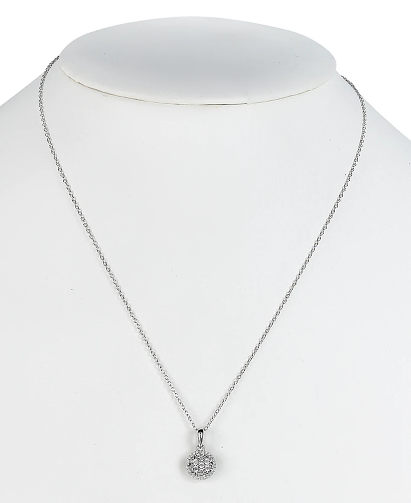 2-Pc. Set Diamond Cluster Pendant Necklace & Matching Stud Earrings in Sterling Silver