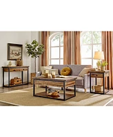 Alaterre Furniture Claremont Rustic Wood Coffee Table with Low Shelf