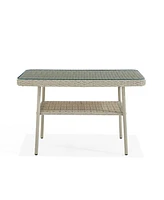 Alaterre Furniture Windham All-Weather Wicker Outdoor Cocktail Table with Glass Top