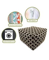 Majestic Home Goods Links Ottoman Square Pouf with Removable Cover 27" x 17"