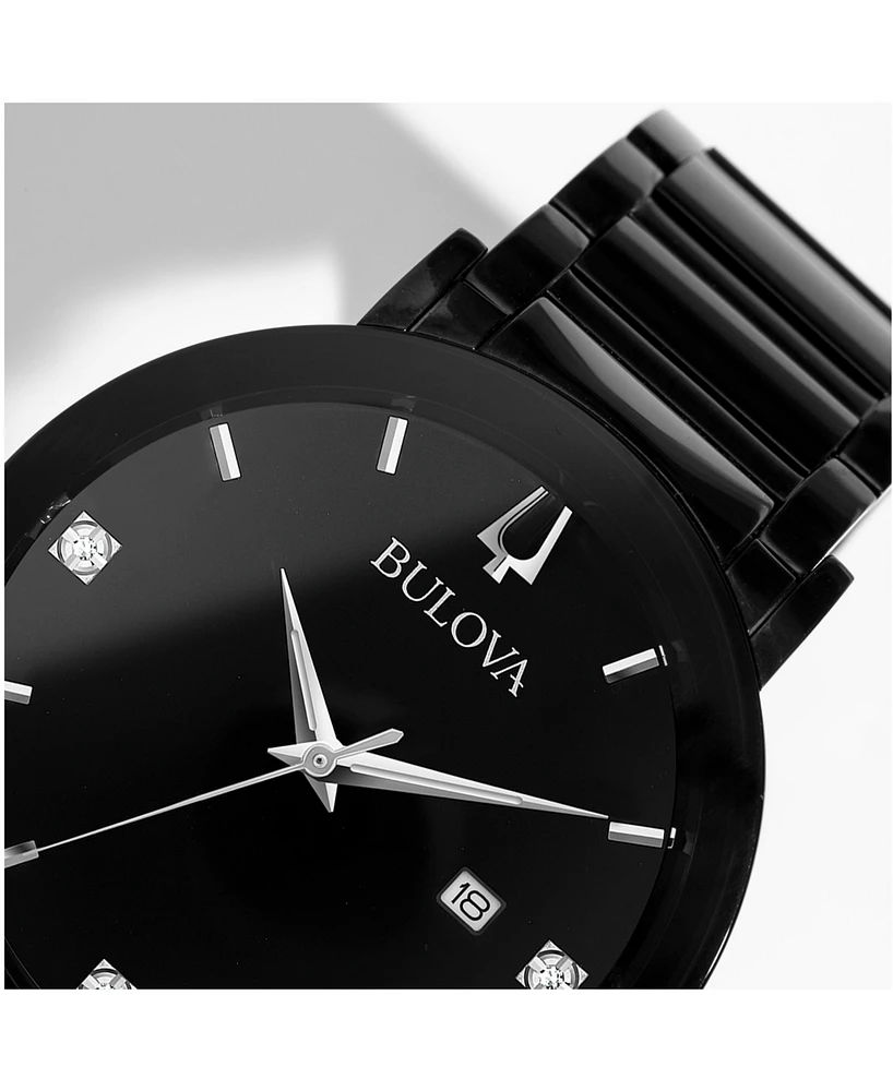 Bulova Men's Futuro Diamond-Accent Black Stainless Steel Bracelet Watch 42mm
