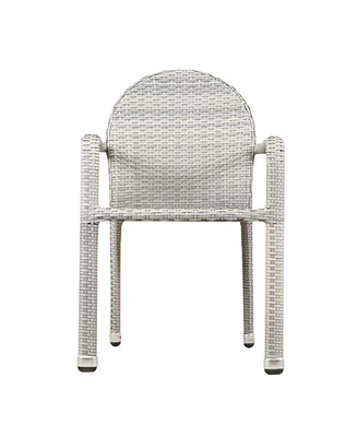 Noble House Aurora Outdoor Armed Stack Chairs with Frame, Set of 2
