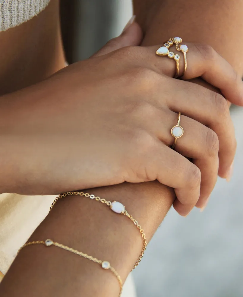 Ettika Opal Crystal Dainty Women's Bracelet Set with Extender Add On