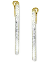 Giani Bernini Medium Two-Tone Textured Hoop Earrings in Sterling Silver & 18k Gold-Plate, 1-1/2", Created for Macy's
