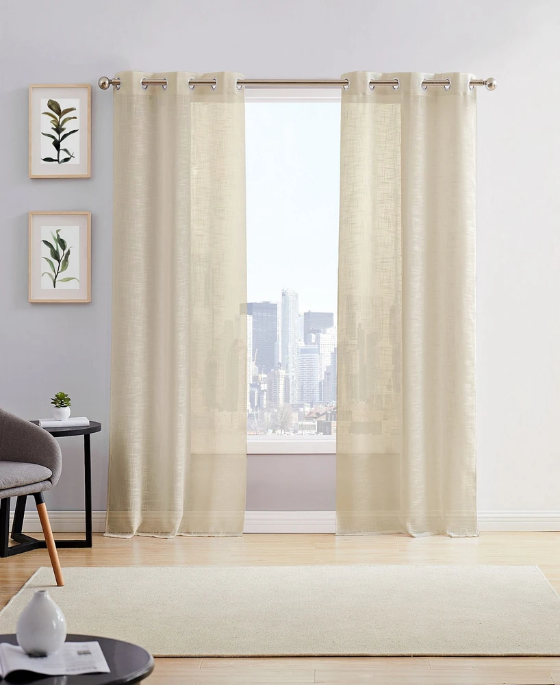 Dainty Home Hannah Linen Textured Light Filtering Window Panel Set, 76" W x 96" L