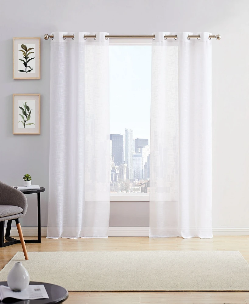 Dainty Home Hannah Linen Textured Light Filtering Window Panel Set, 76" W x 96" L