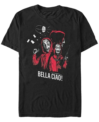 Fifth Sun Men's La Casa De Papel Bella Ciao Masked Zeppelin Group Short Sleeve T-Shirt