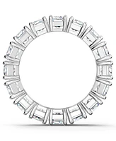 Swarovski Silver-Tone Baguette-Crystal Wide Ring