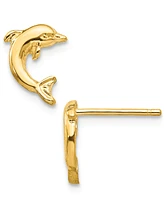 Dolphin Stud Earrings in 14k Gold