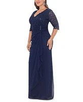 B&A by Betsy & Adam Plus V-Neck Gown
