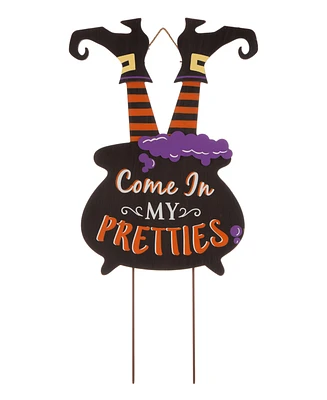 Glitzhome Halloween Wooden Witch Yard Stake