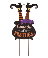 Glitzhome Halloween Wooden Witch Yard Stake