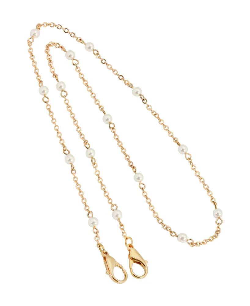 2028 Chain and Imitation Pearl Mask Holder