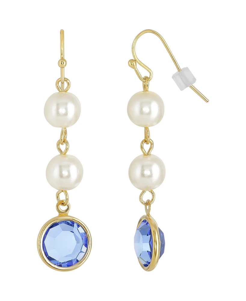 2028 Gold-Tone Imitation Pearl with Channels Drop Earring
