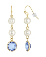 2028 Gold-Tone Imitation Pearl with Channels Drop Earring