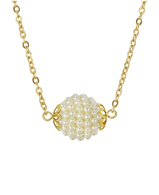 2028 Gold-Tone Round Faux Seeded Imitation Pearl Single Ball 16" Necklace