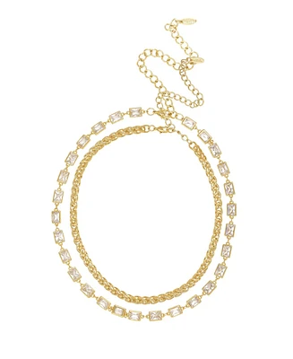Ettika Double The Trouble Crystal and 18K Gold Chain Women's Necklace Set