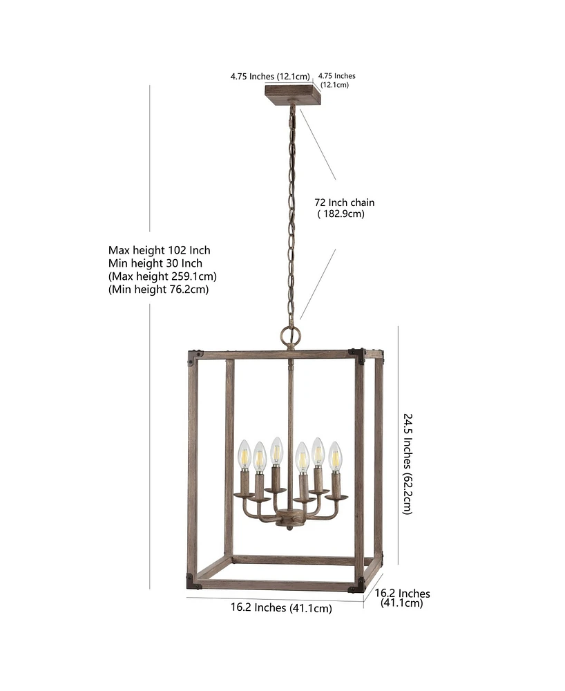 Jonathan Y Magnolia 6-Light Adjustable Rustic Farmhouse Led Pendant