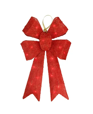 Northlight Lighted Sparkling Sisal Double Bow Outdoor Christmas Decoration