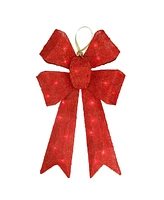 Northlight Lighted Sparkling Sisal Double Bow Outdoor Christmas Decoration
