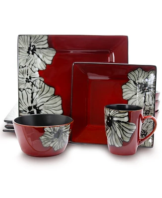 Elama Winter Bloom 16 Pc. Dinnerware Set, Service for 4