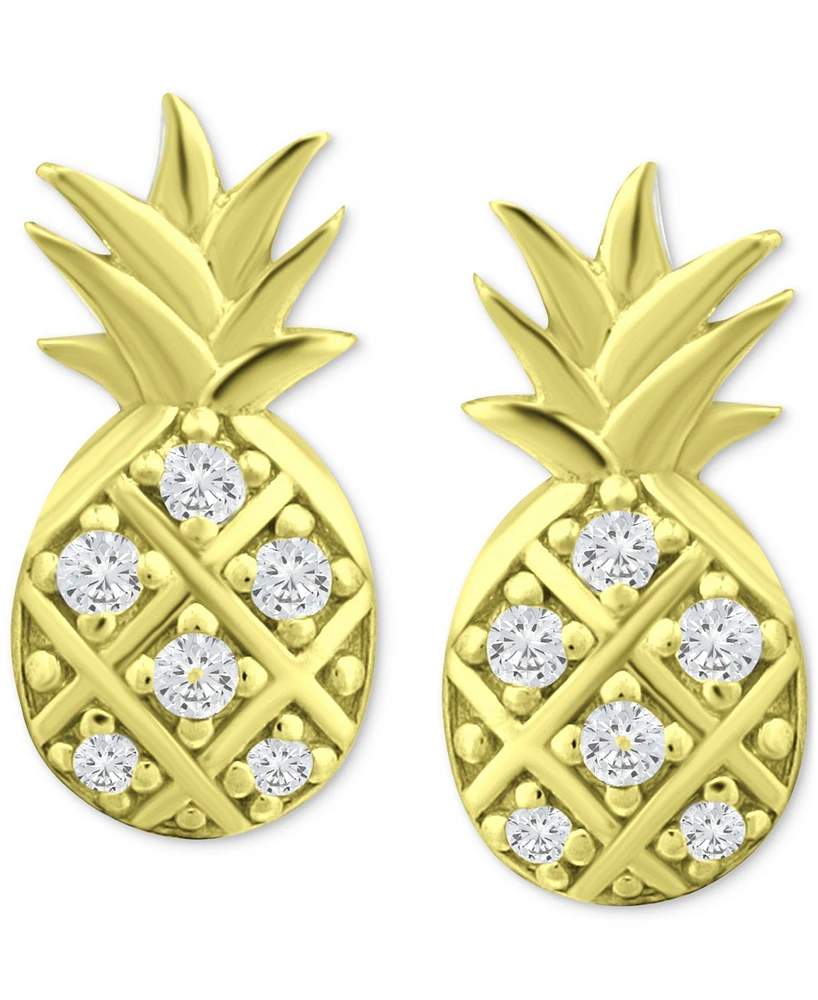 Giani Bernini Cubic Zirconia Pineapple Stud Earrings in 18k Gold-Plated Sterling Silver, Created for Macy's
