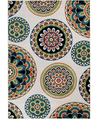 Closeout! Portland Textiles Tropicana Burnette White 3'3 x 5' Outdoor Area Rug