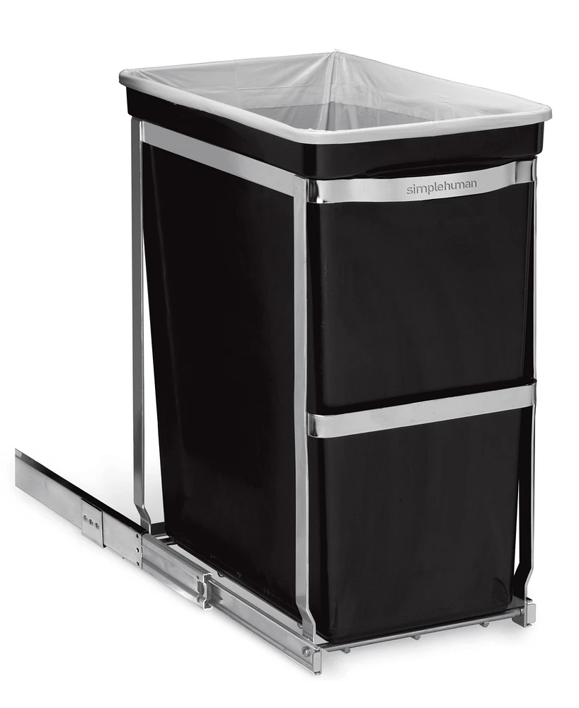 simplehuman 30 Liter Under Counter Pull-Out Kitchen Trash Can, Heavy-Duty Steel Frame